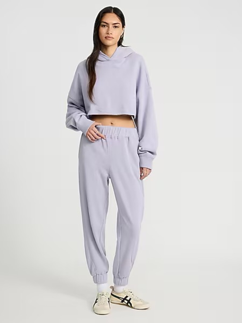 Express Fleece Crop Hoodie Joggers Set Lilac Purple Small High Waist Track Suit